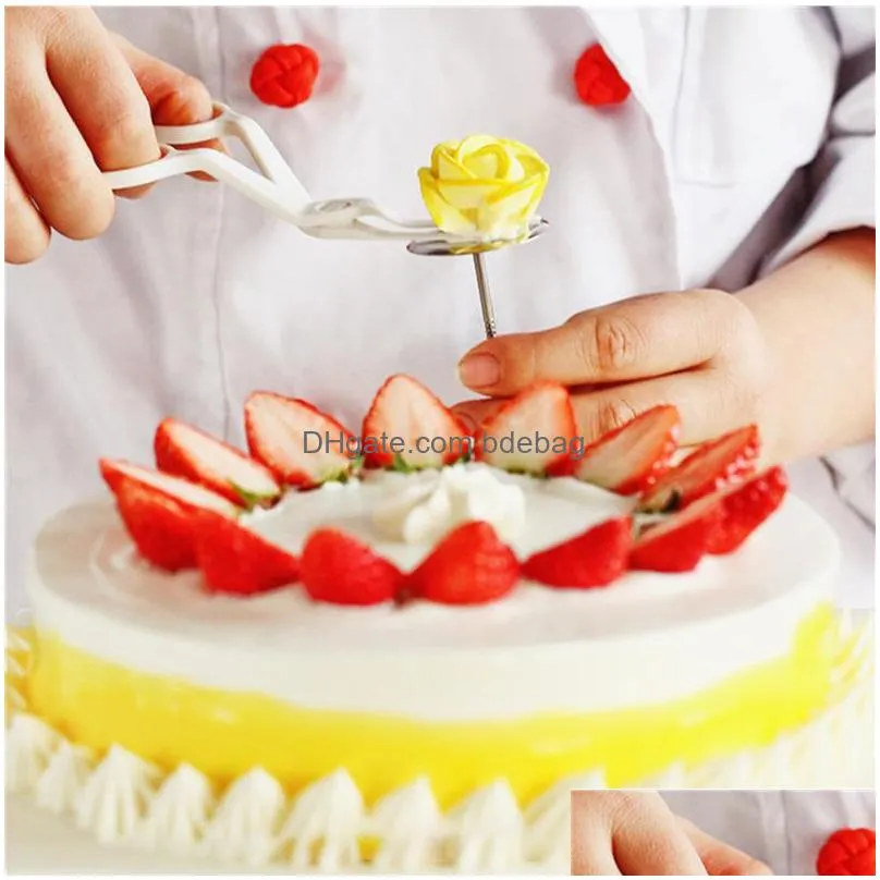 2pcs/set baking piping flower scissors nail safety rose decor lifter fondant cake decorating tray cream transfer pastry tools 20220106