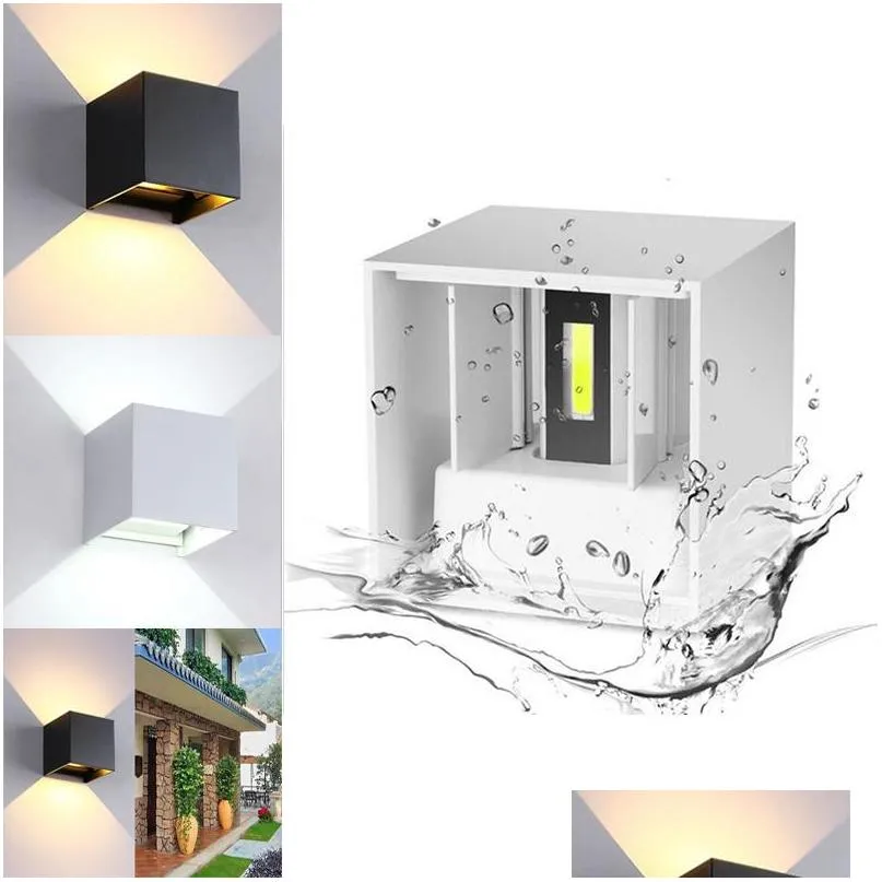 waterproof led wall light 7w 12w ip65 angle adjustable wall art cob led wall lamp decorative for indoor outdoor home garden porch