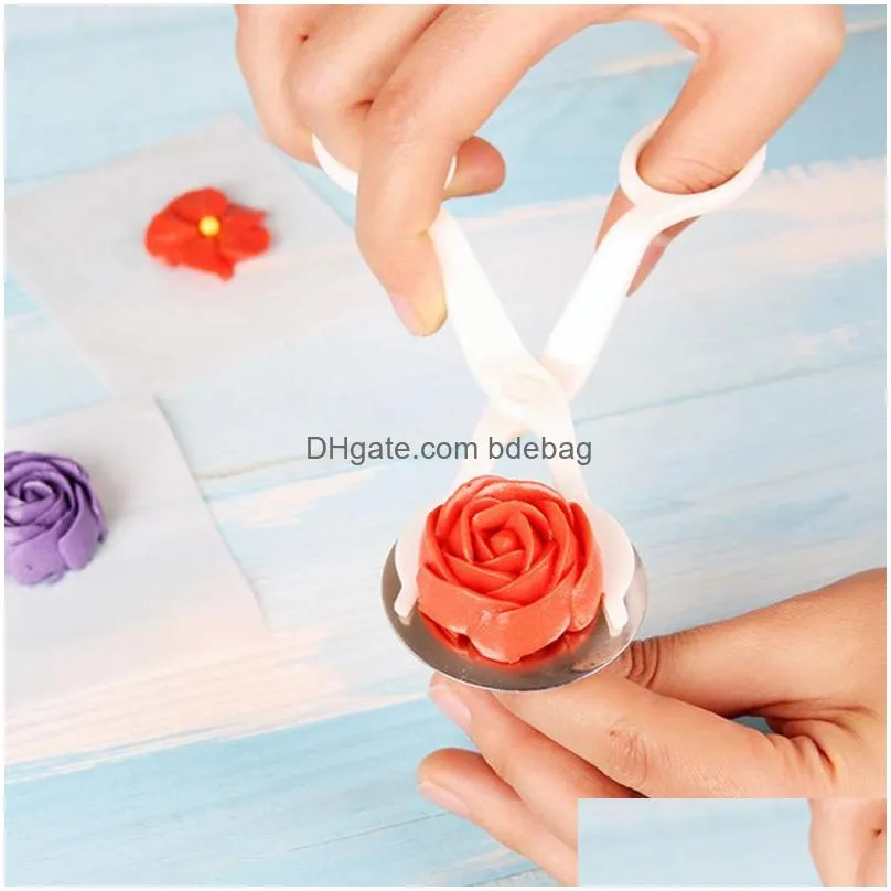 2pcs/set baking piping flower scissors nail safety rose decor lifter fondant cake decorating tray cream transfer pastry tools 20220106