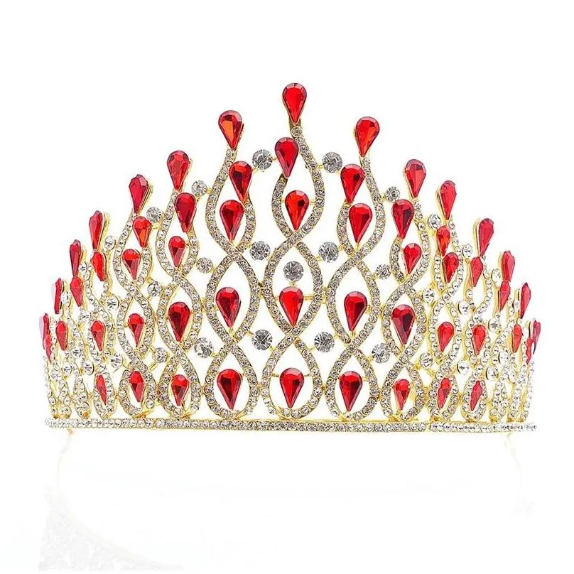 luxury multilayers drop royal king wedding crown bride tiaras hair jewelry crystal diadem prom party pageant accessories 2816 t2