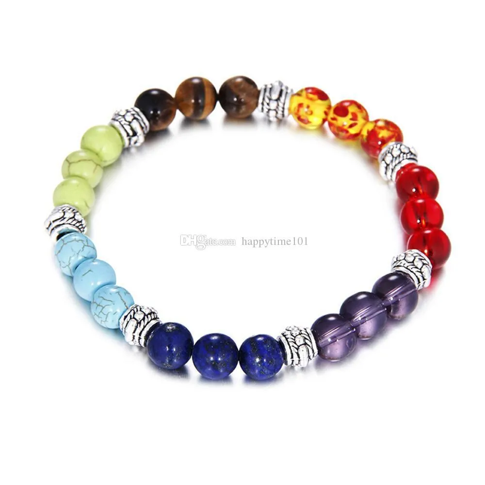 seven colorful chakra reiki bracelet energy quartz bracelets healing balance beads women fashion jewelry charms bracelets beaded