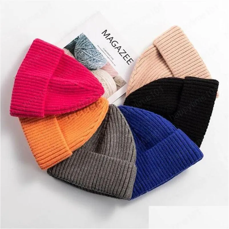pointed knit beanie hat winter warm wool highelastic cashmere woolen hat fashion solid color mens and womens hats