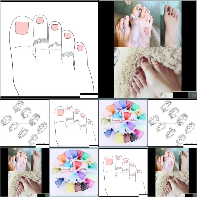 8piece foot set small tail bow  love shape hawaiian jewelry gqelq toe rings uervf