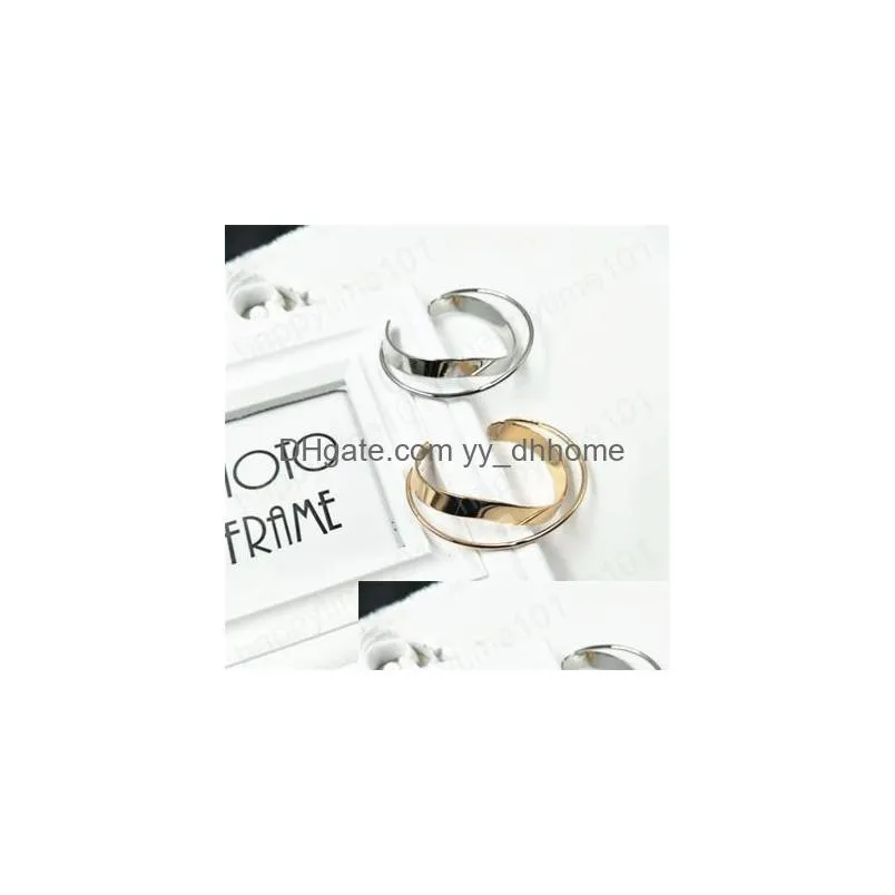 glossy double layer cuff bracelet vintage geometric irregular cross ripple open bangle for women girl party fashion korean jewelry