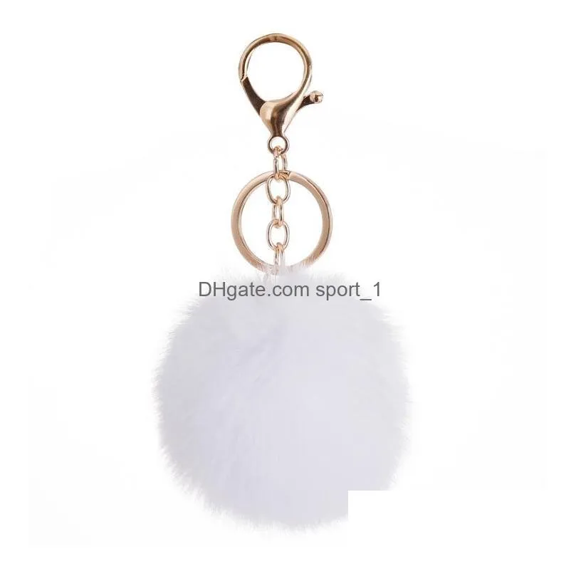 37 colors 8cm imitate rabbit fur ball keychain pom pom car keychain handbag keychain fluffy faux rabbit fur key ring