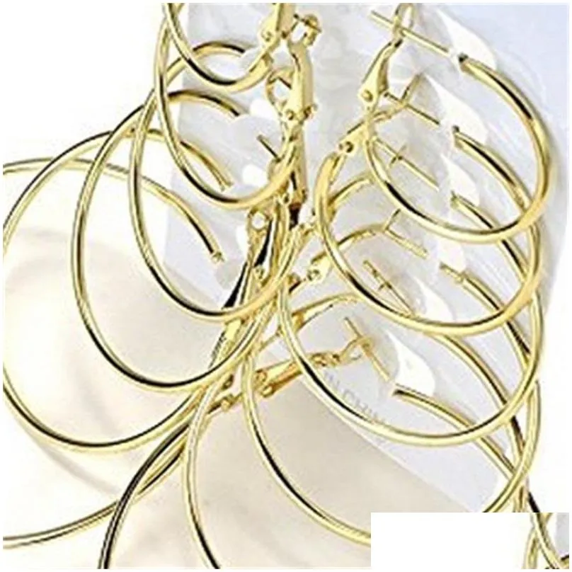 big circles hoop earring korean 6 pair/set plated gold silver earring sets hip hop fashion jewelry for women 5943 q2