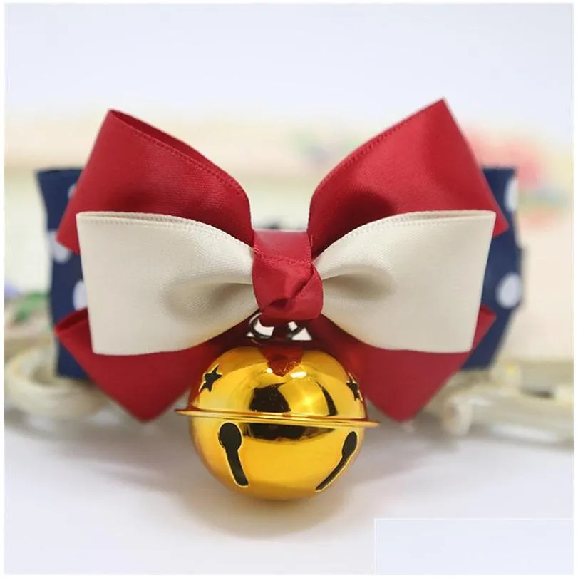 cat collars with bells bow tie cats bow tie safety elastic bowtie bell multi colors pet supplies puppy kitten bell bowknot collar 226
