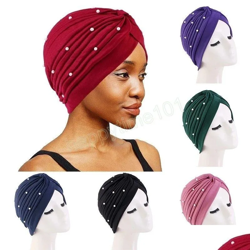 women beaded turban cap muslim hijab caps african headwrap ladies head wraps india hat femme musulman turbante mujer