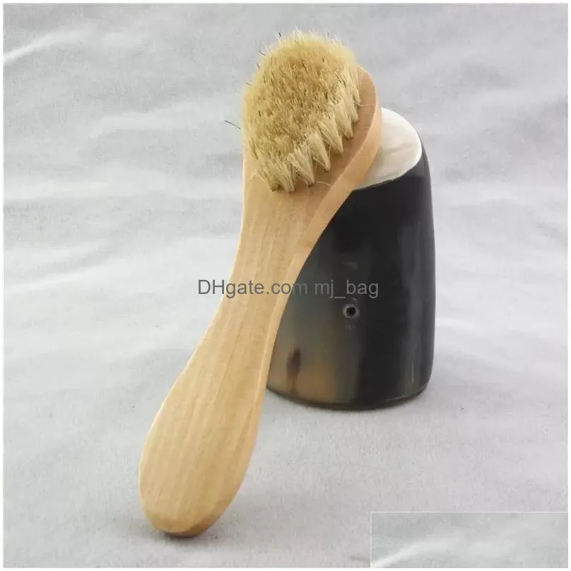 cleansing brush for facial exfoliation natural bristle cleaning brush fores dry brushing wooden handle fors scrubbing inventory