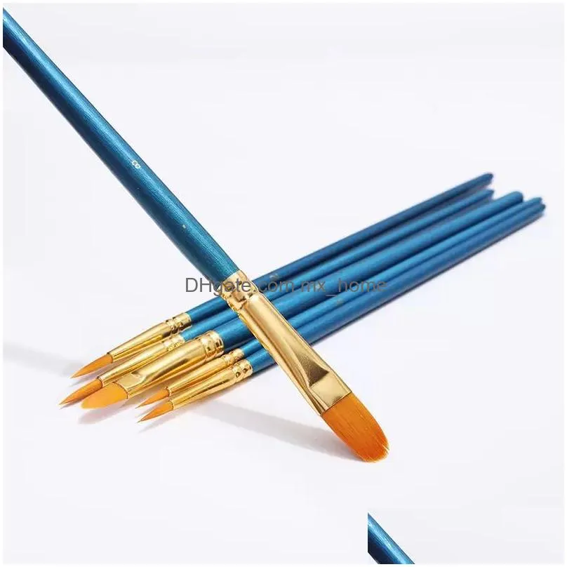 painting supplies oil paintbrush set round flat pointed tip nylon hair artist acrylic paints brushes for acrylic oils watercolor watercolors inventory