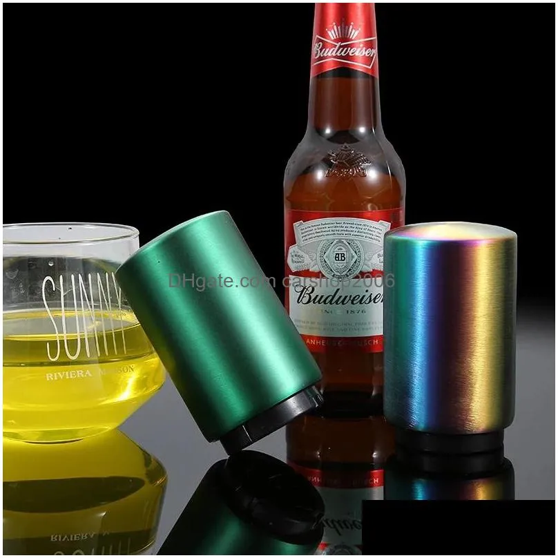 convenient automatic push down 304 stainless steel beer bottle opener inventory wholesale