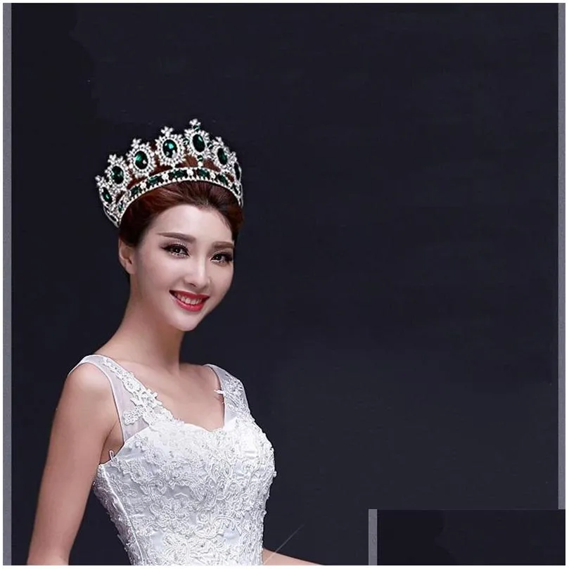 large queen king pageant crown for wedding tiaras and crowns big crystal rhinestone diadem bridal headdress hair jewelry 1230 e3