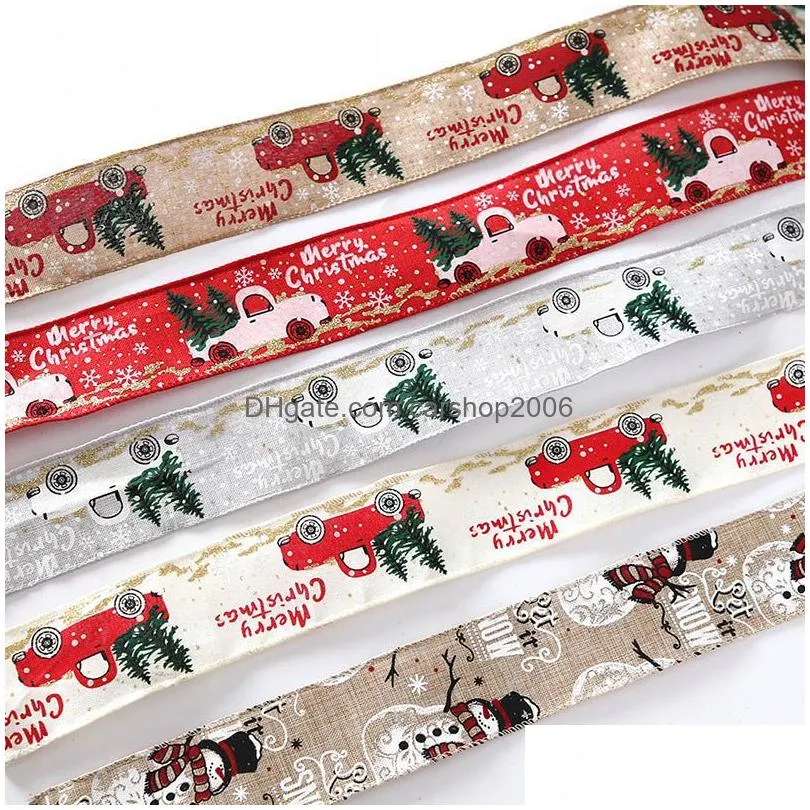 christmas decoration ribbon christmas tree gift ornament colorful print ribbons room decor