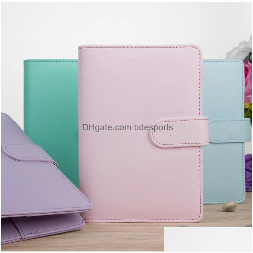 us stock a6 waterproof macarons binder hand ledger notebook shell looseleaf notepad diary stationery cover school office supplies 649