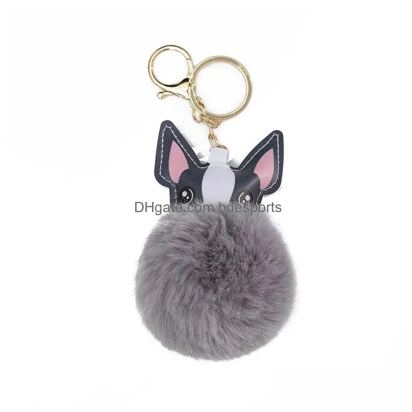 cute plush french bulldog keychain pvc lovely dog keychains for women key chain car key ring bag pendant jewelry gift wholesale 176 k2