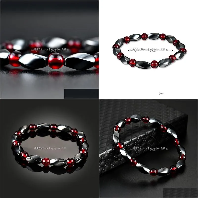 health magnetic hematite bracelet magnetic stone bead string wristband bangle cuff for women men power healthy fashion jewelry