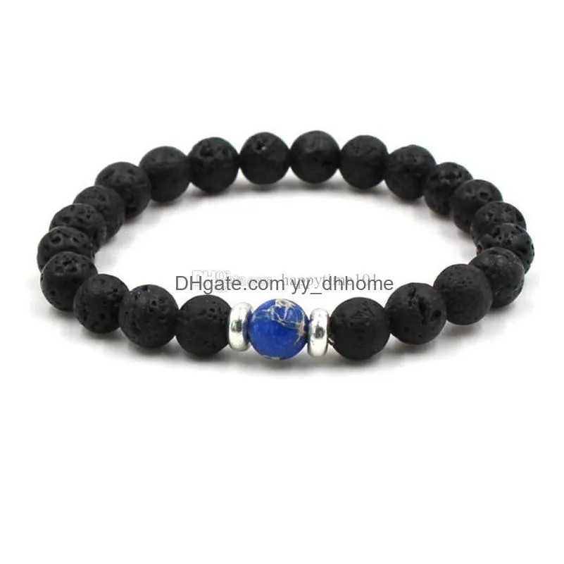 10 colors natural black lava stone beads elastic bracelet essential oil diffuser bracelet volcanic rock beaded hand strings