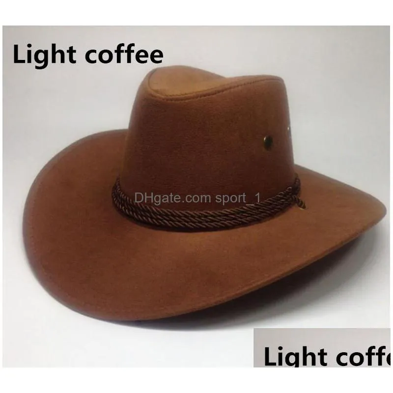 fashion western  hat faux suede outdoor big sunshade hat men riding hat imitation leather adult