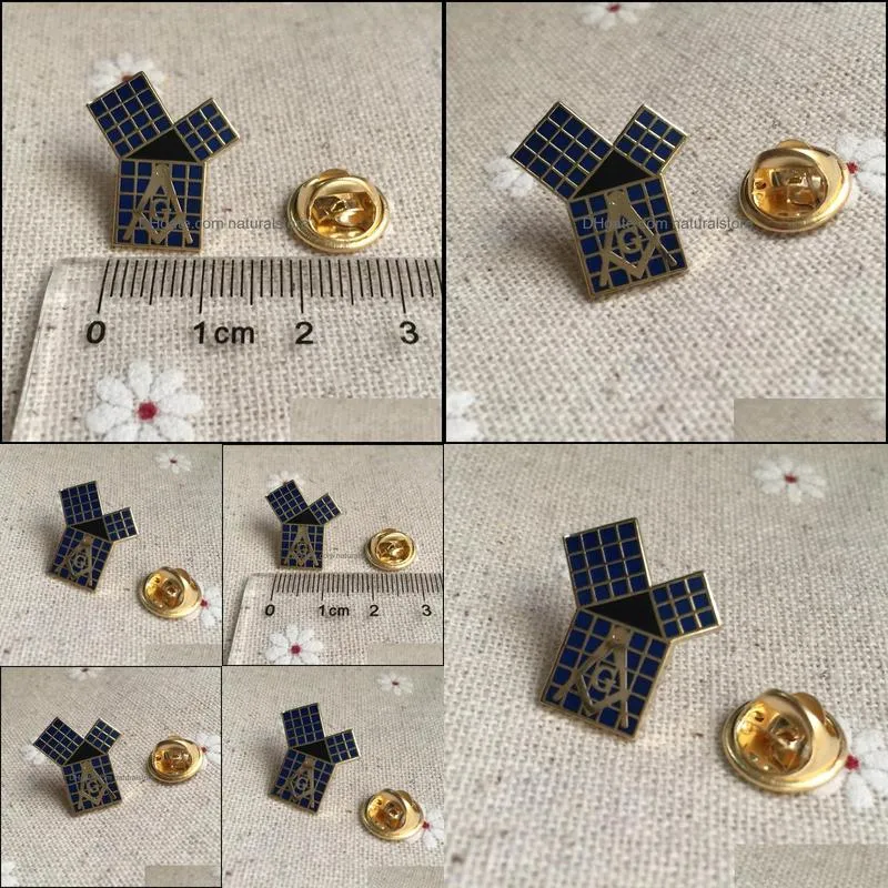 100pcs euclids 47th problem pythagorean tie tack brooches and pins badge theorem masonic metal blue lodge lapel pin