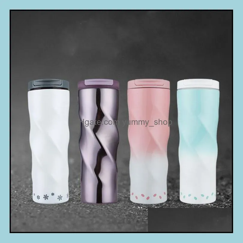 stainless steel twist cup gradient color drinking tumbler 17oz tumblers vacuum insulated coffee mug with sealing lid lxl966q