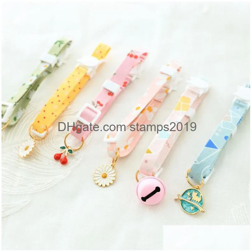 adjustable fruit cat collar candy color avocado pendant cute fashion safety buckle necklace pet dog nylon with bells collars 5804 q2