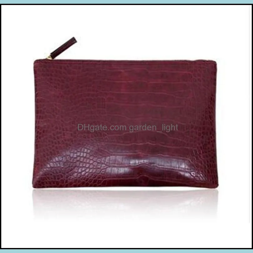 fashion women storage pouch faux leather alligator pure color outdoor envelope handbags storage pouch high quality 11cw e1
