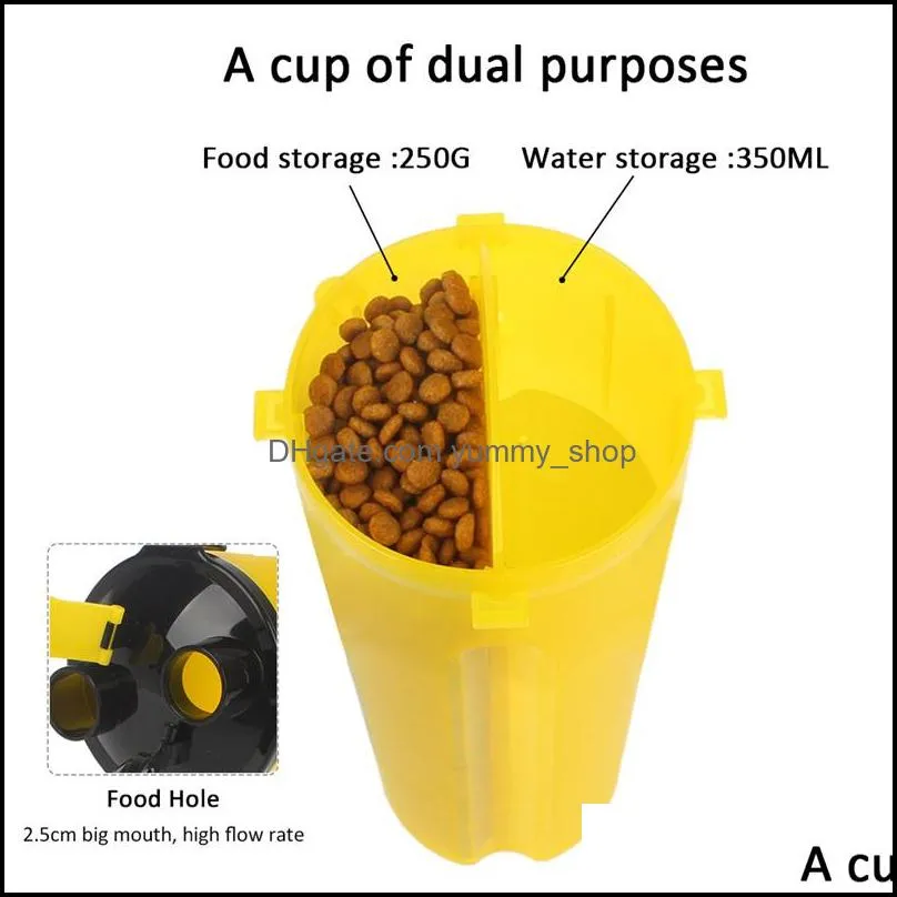 dog feeder 2 in 1 dogs water bottle pets food bowls travel cat foods container dish cups tools pet supplies wq467wll