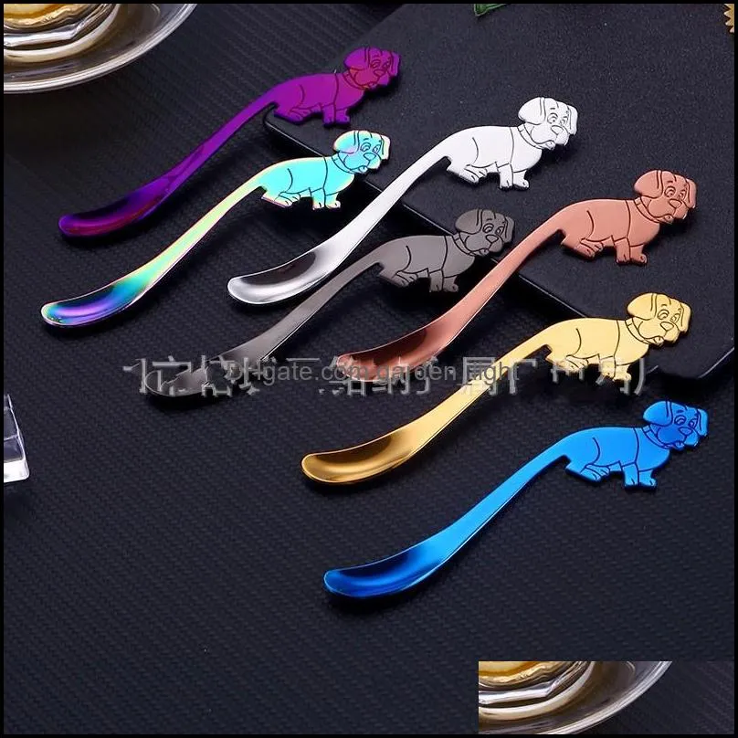 ice scoop stainless steel dessert color plating coffee spoons cartoon dog head many colour the stirring rod factory direct selling 4mn