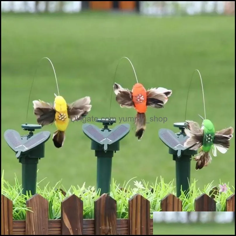 solar power dancing flies butterflies garden decorations fluttering vibration fly hummingbird flying birds yard funny toys wll668