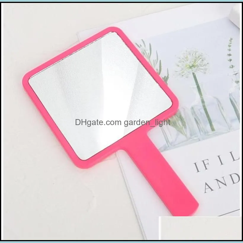 plastic square handle mirrors make up hand holdable glass multi color mirror home makeup decoration fashion 4ch g2
