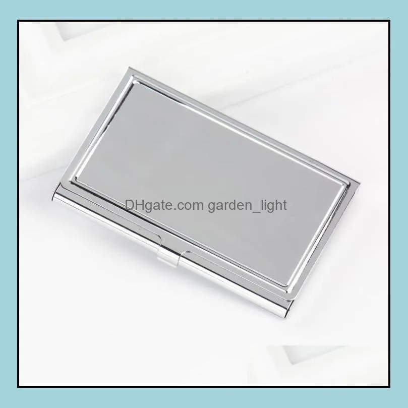 500pcs blank diy stainless steel metal business credit id card files pocket case box keeper holder sn4186