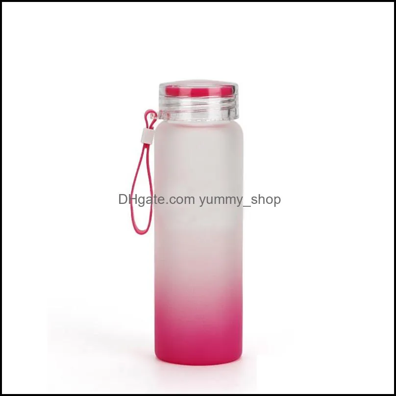 sublimation water bottle tumblers 500ml frosted glass water bottles gradient blank tumbler drink ware cups wll1306