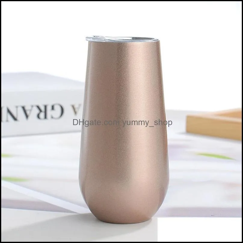 egg shape cups stainless steel tumblers drinking cup with lid stemless wine glasses kids unbreakable tumbler coffee mug 6oz wq161