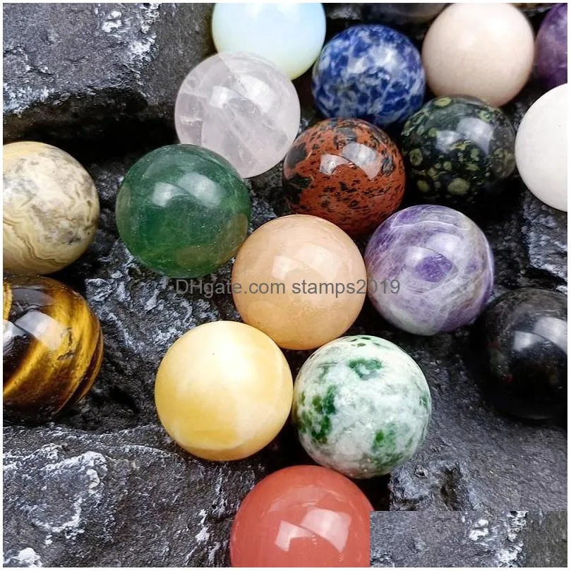 natural all kinds of material 25mm crystal ball quartz sphere arts chakra healing reiki quartz stone family decorated