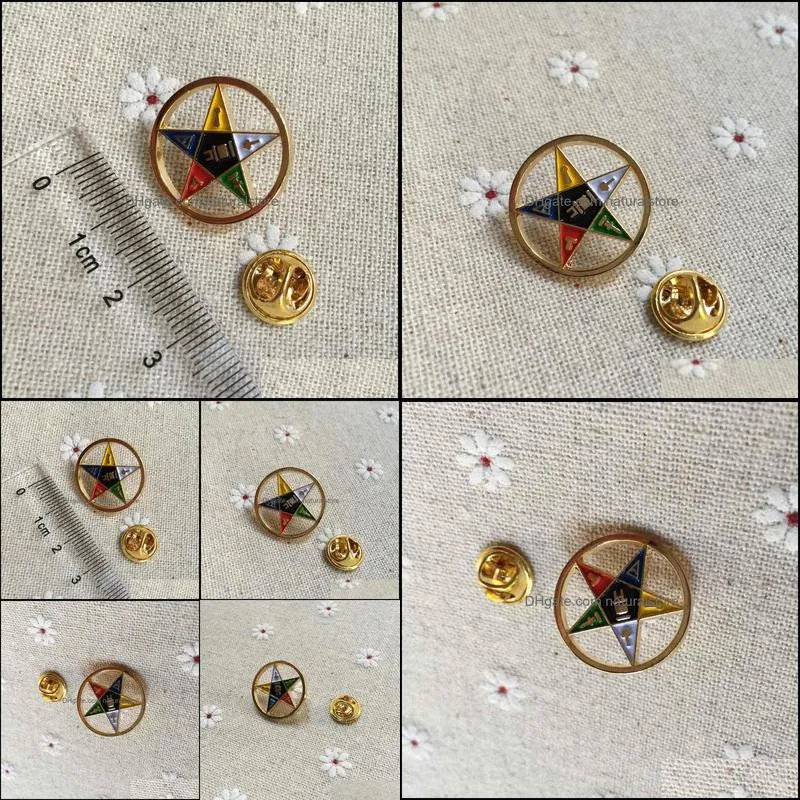 50pcs custom masonary masons lapel pin and brooch souvenir metal craft masonic order of the eastern star cut out badge