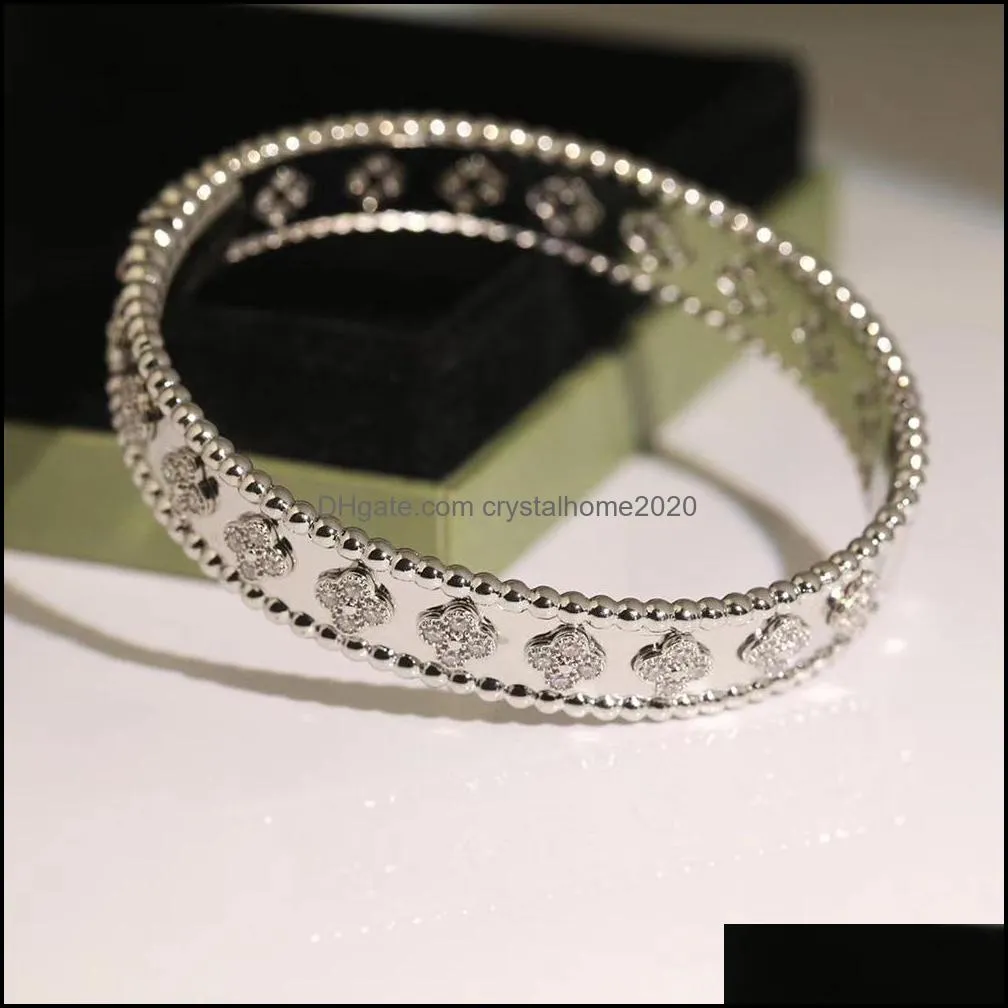 fashion high quality bangle four leaf clover 3 colors bracelets bracelet 18k gold for women girls valentines jewelryai
