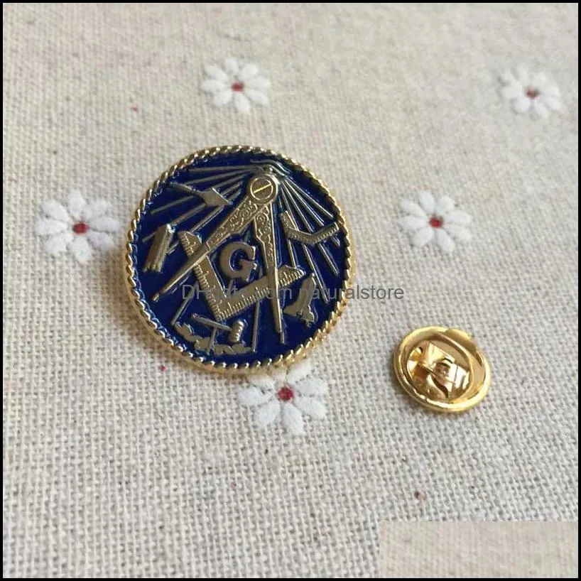 100pcs soft enamel masons masonic lapel pin badges working tool brooch and pins masonry metal crafts masonry round shape