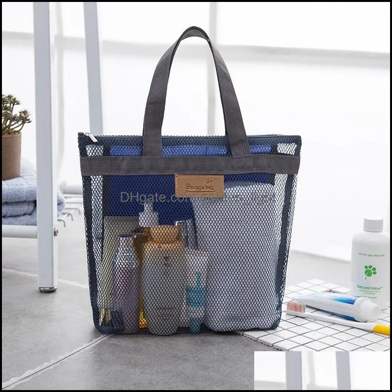 portable mesh transparent toiletry handbag large capacity cosmetic bags outdoor travel beach bag makeup tote bag 1863 v2
