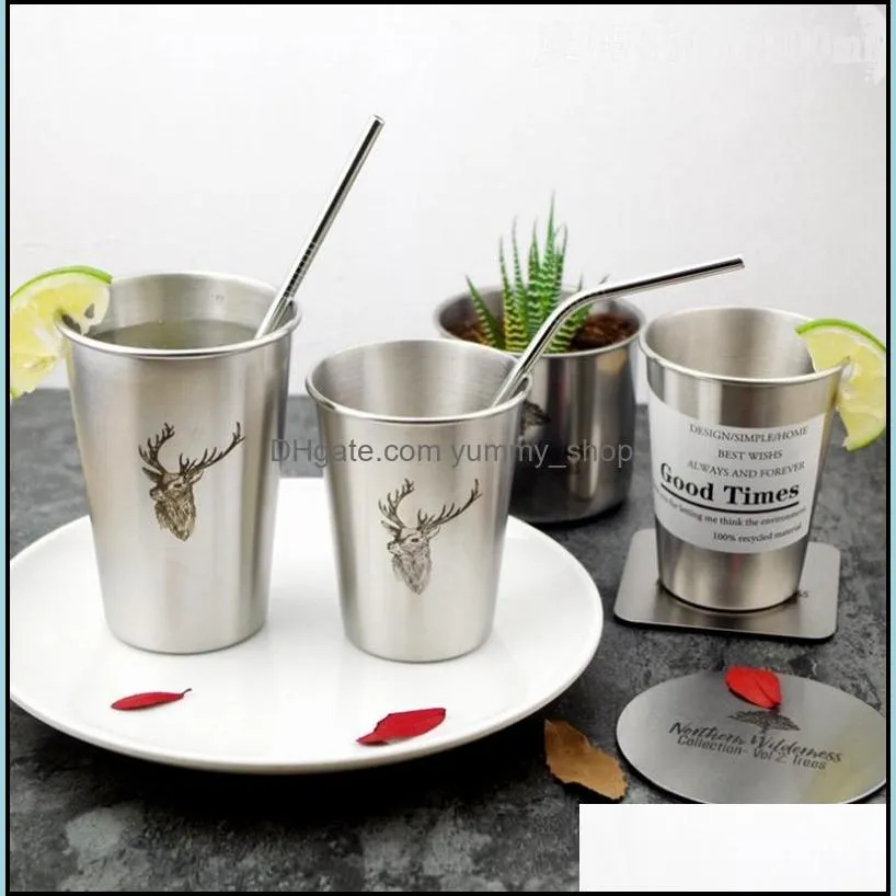 coffee mugs stainless steel s glass wine glass cold water cup car drinkware bird zebra deer with straw 5 designs