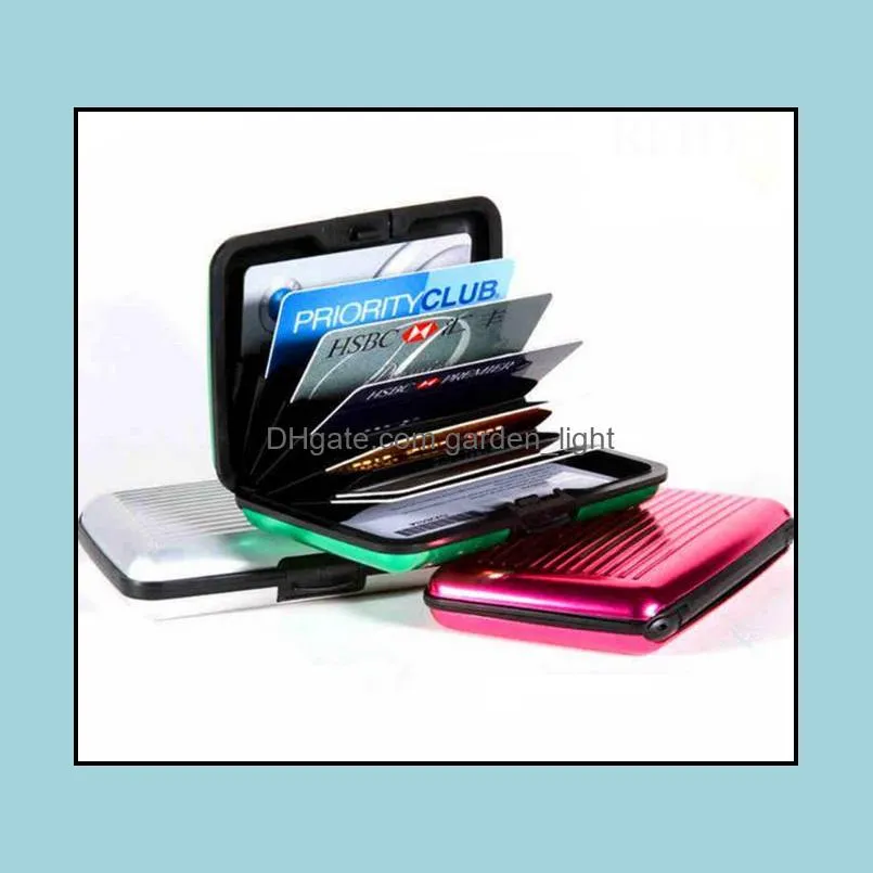 aluminum alloy mini briefcase card holders upscale stripe water resistant aluma wallet colorful card cover case sn644