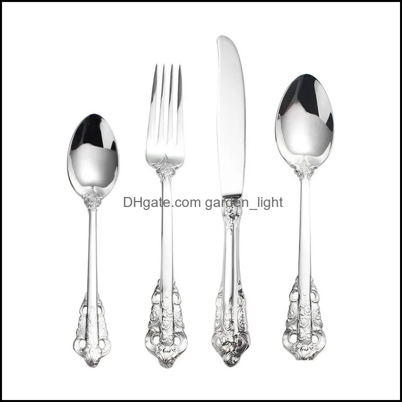 stainless steel tableware set restoring ancient palace series knife fork spoon sets el western style food steak tablewares 37 8dm2