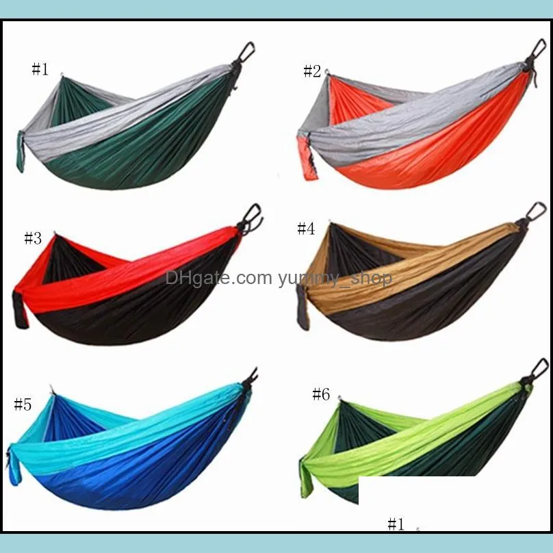 outdoor camping hammock collapsible indoor double person swing colorfulwork parachute nylon bed outdoor furniture set cylyw1078
