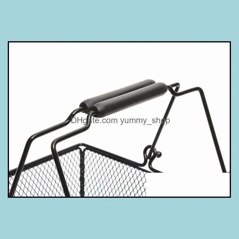 metal shopping basket iron wire mesh shopping food fruits storage basket cosmetics storage baskets with handle outdoor products