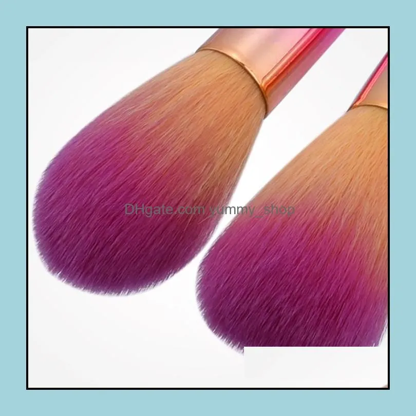 9pcs sundries fan foundation rainbow eyeshadow powder eyebrow eyeliner make up brushes set professional makeup brush tools kit zwl310