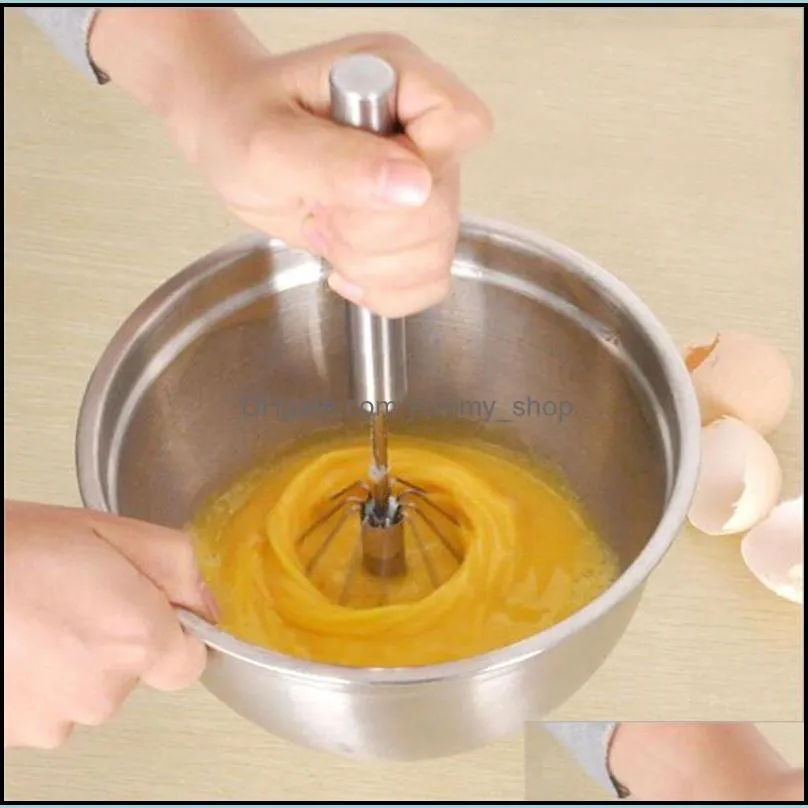 rotating egg whisk milk frothier egg yolk white mixer blender stainless steel tool for health drinks smoothies egg whites wq665