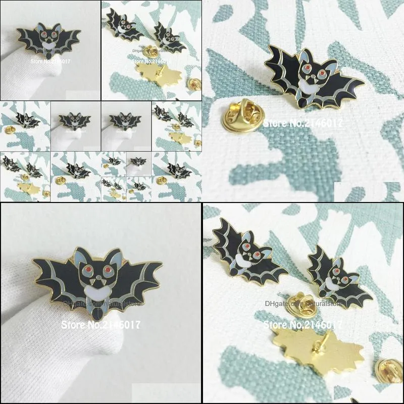 10pcs kawaii spooky brooch jewelry halloween bat pins cute vampire spoops gift custom enamel badge 30mm black bats lapel pin