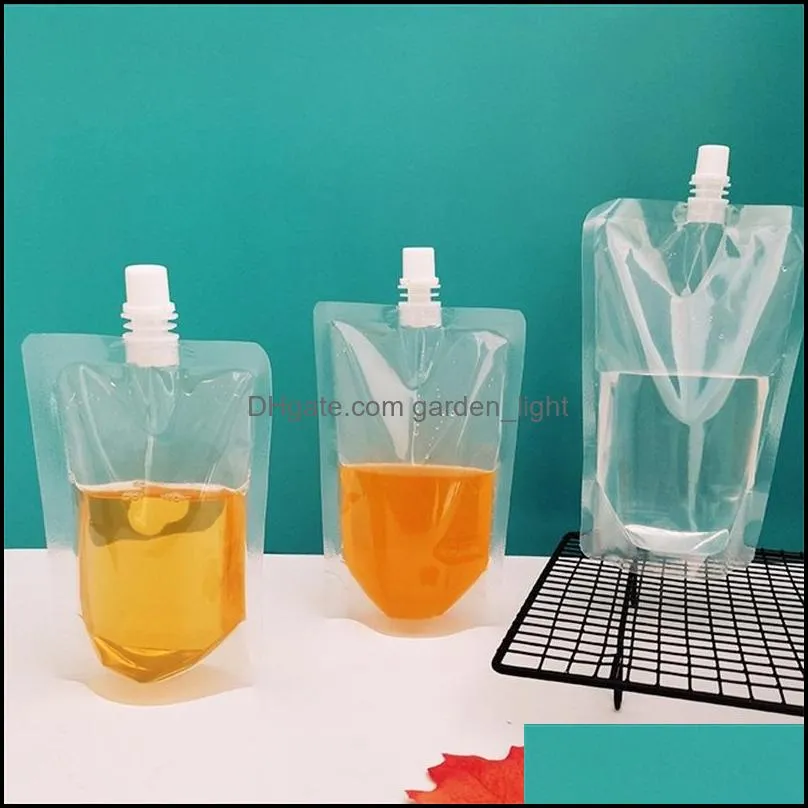 disposable cups 100 pack standup plastic drink packaging bag spout pouch for beverage liquid juice milk coffee 2842 q2