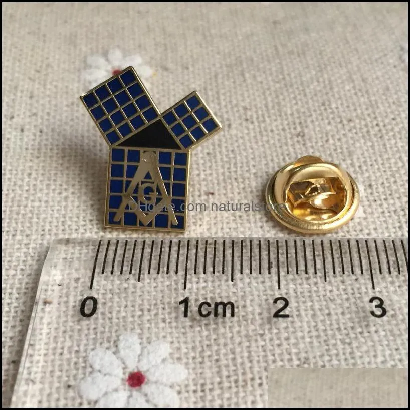 100pcs euclids 47th problem pythagorean tie tack brooches and pins badge theorem masonic metal blue lodge lapel pin