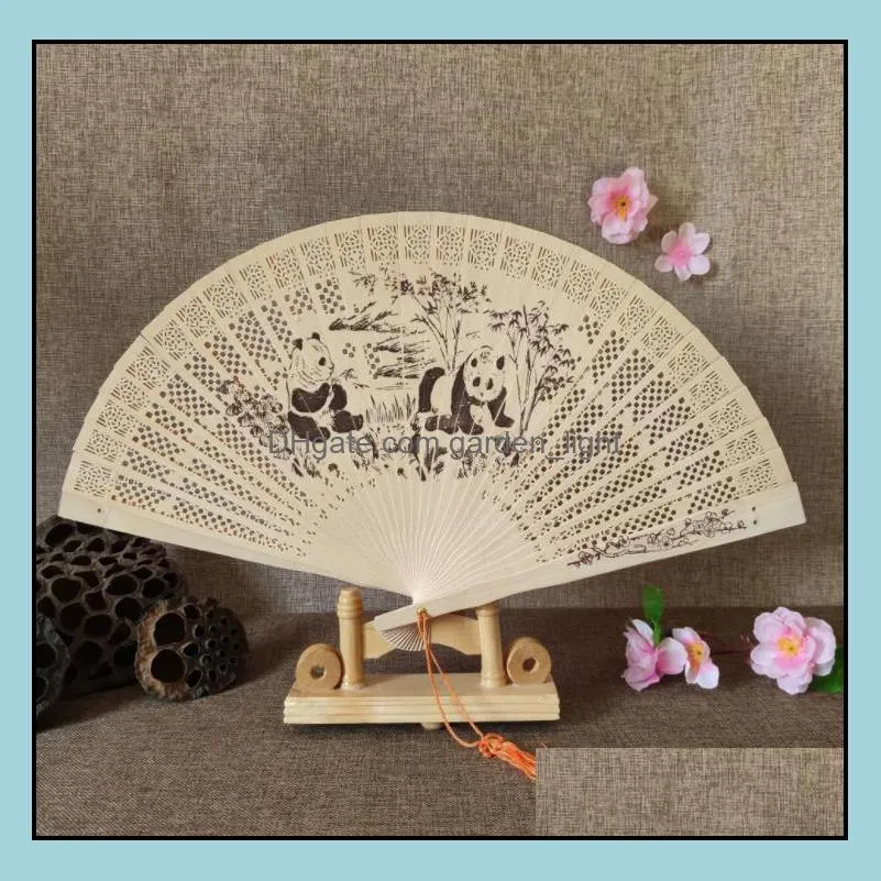 100pcs party aromatic wood pocket chinese carved folding hand fragrance wooden fan elegent home decor wedding favor gifts sn4041