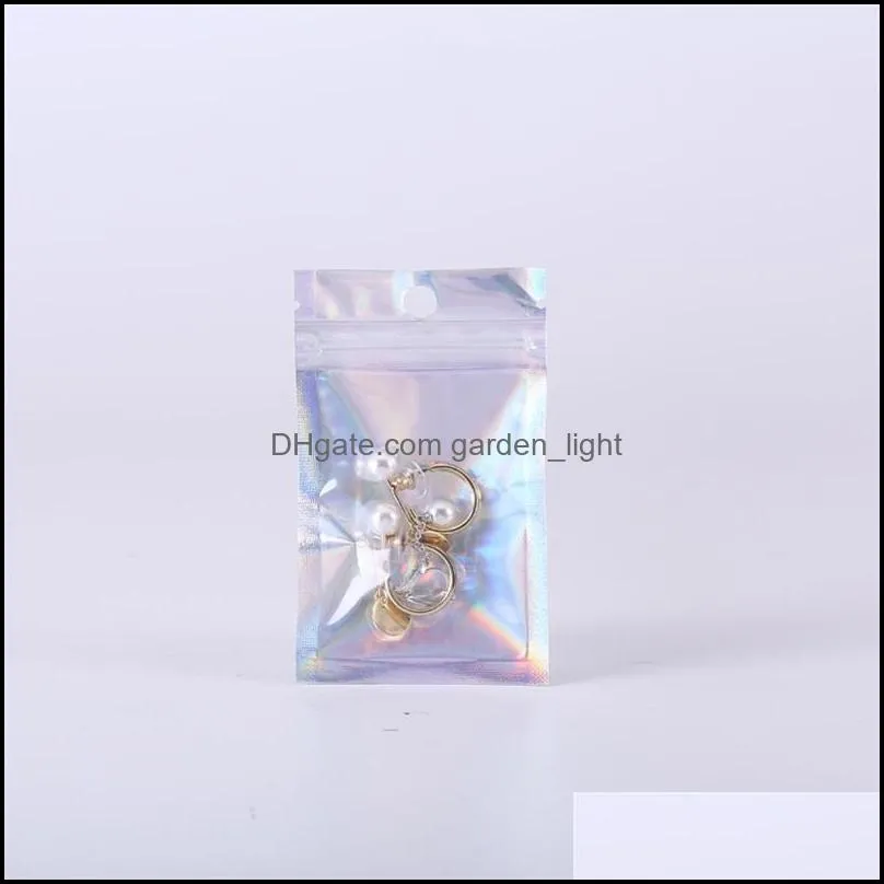 100pcs/set clear holographic laser seal bags eyelashes package storage pouch 1937 v2